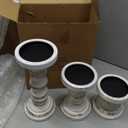 Candle Holder for Pillar Candle Set of 3, Farmhouse Wood Candle Holder, Rustic Wooden Candle Stand, Vintage Tall Candle Stand Decorative for Living Room, Table Centerpiece,White