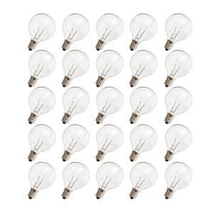 CHYParty G40 Replacement Light Bulbs, 120V 5W Clear Globe Bulb, E12 C7 Candelabra Base, 1.5 Inch Glass Incandescent Bulbs for Indoor Outdoor Patio String Lights, Warm White -25 Pack