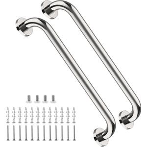 2 Pack 16 Inch Shower Grab Bar, ZUEXT Chrome Stainless Steel Bathroom Grab Bar, Shower Handle, Bathroom Balance Bar, Safety Hand Rail Support - Handicap, Elderly, Injury, Senior Assist Bath Handle