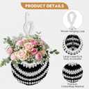 Small Hanging Fruit Baskets for Kitchen,3 Pack Boho Wall Hanging Basket, Handwoven Hanging Holder Home Produce Basket for Fruits Vegetable Potato Onion Storage (Black and white).