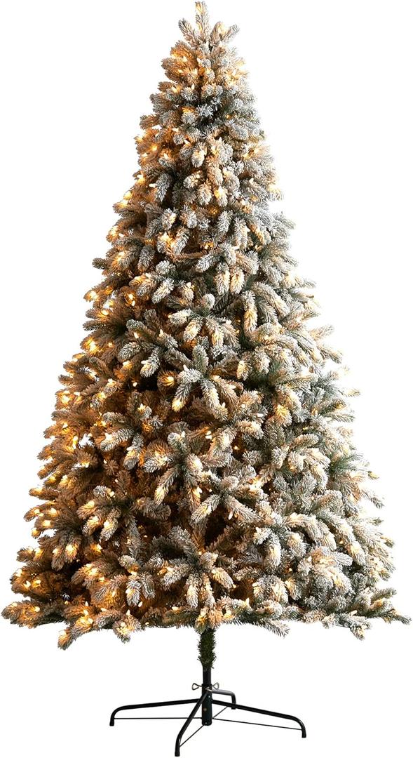 Nearly Natural 9ft. Flocked South Carolina Spruce Artificial Christmas Tree with 850 Clear Lights and 2329 Bendable Branches