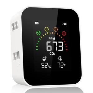 Air Quality Monitor Indoor for CO2, Temp, Humidity, YOWEXA 400-10,000 PPM Carbon Dioxide Detector with NDIR CO2 Sensor & Color Screen, 3 Adjustable Backlight CO2 Monitor for Home/Office/Car/Plant