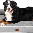EHEYCIGA Orthopedic XL Dog Beds, Waterproof Memory Foam Dog Bed for Extra Large Dogs, Non-Slip Bottom and Egg-Crate Foam Big Pet Couch Bed with Washable Removable Cover, Grey (48.0"L x 35.0"W x 8"Th)