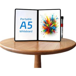 Double-Sided White Board - A5 Portable Whiteboard - Ultra-Thin 0.3" Small Dry Erase Board with 1 Marker & Anti-Ghosting Surface | Magnetic-Ready | Mini Foldable for Office,Home,Meeting(Black)
