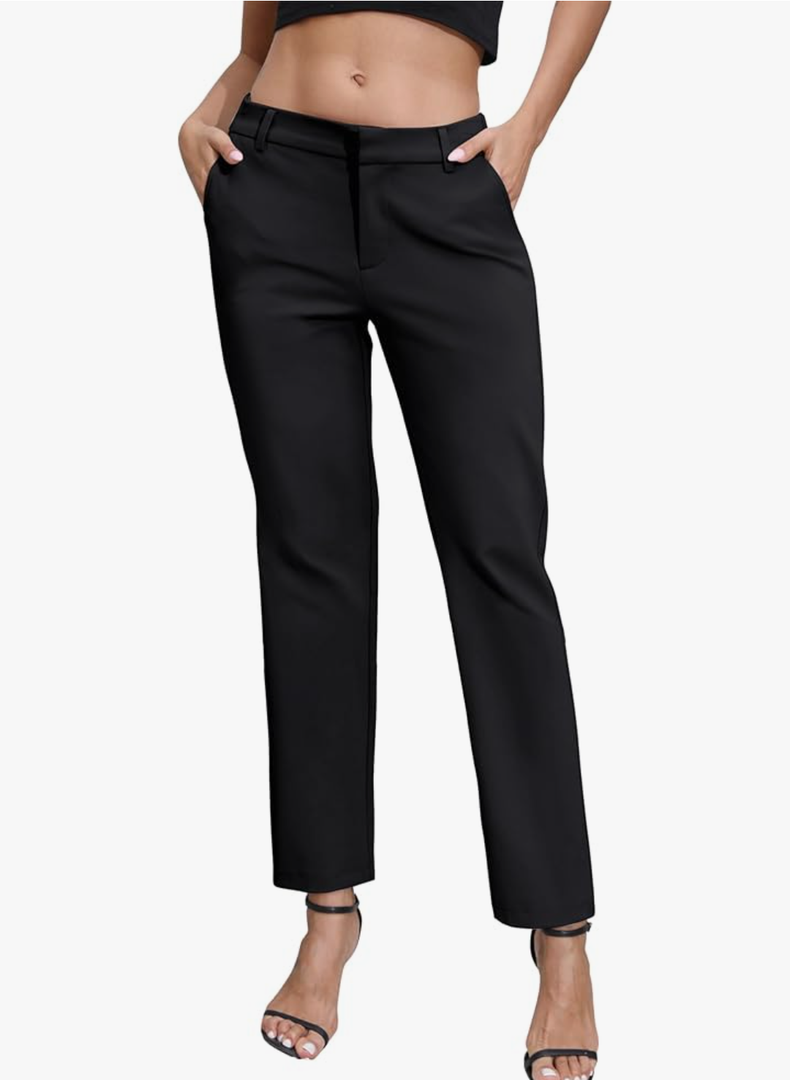 Urban CoCo Women's Elastic Waisted Dress Pants Business Work Casual Stretch Slacks with Pockets, Size M