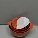 BoxedHome Nesting Plastic Mixing Bowl Set, 4 Piece Mixing Bowl Set with Pour Spouts, Size 1.7, 2.5, 3.5 and 4.5qt, for Prepping, Mixing, Baking, Cooking, Brownish Orange