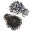 Gray Afro Puff Drawstring Ponytail with Curly Hair Pieces Clip in Bangs Short Ponytail Hair Extensions drawstring ponytail for Black Women, T1B/Gray