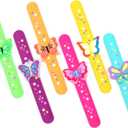 Butterfly Theme Slap Bracelets Party Favors-Butterfly Silicone Wristbands (6pack) for Boys&Girls Birthday&Butterfly Theme Party Supplies Carnival Prizes Suit Classroom Exchanging Gifts