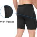 6 Pack Compression Shorts with Pocket Men Sports Workout Performance Athletic Running Underwear Shorts Spandex (Black, S)
