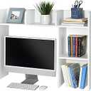 GlossyEnd Sturdy and Elegant Wood Dorm Desk Bookshelf Organizer, Office Desk Bookshelf Holder, Desktop Bookshelf Storage, Desk Book Organizer, Collage Dorm Desk Bookshelf, White