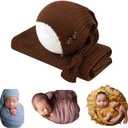 Coberllus Newborn Photography Wrap | Knot Hat & Stretch Wrap Blanket for Baby Photo Props | 15.74 X 59 inch Newborn Photo (Green)