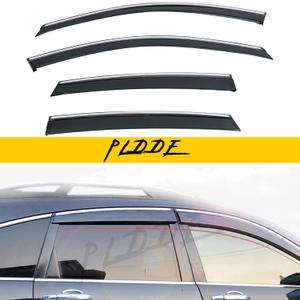 Smoke Tint with Chrome Trim Window Visors Compatible with 2007-2011 CRV CR-V Outside Mount Tape-On Style PVC Sun/Rain Guard Vent 4pcs