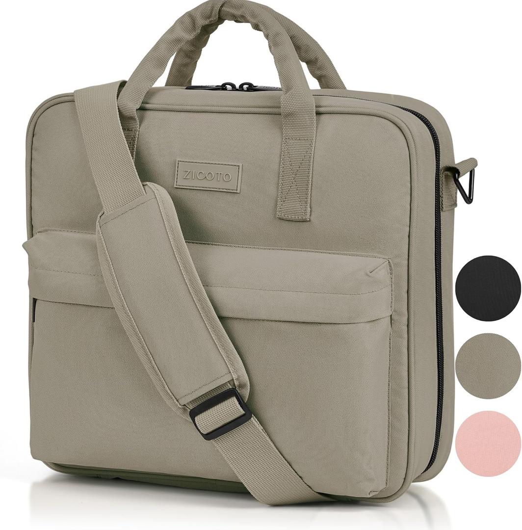 Sturdy 3 Ring Zipper Binder with Strap - 2" Binder with Pockets Holds 500 Sheets, Laptop & More - Durable & Easy to Carry (Mud)