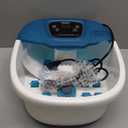 KNQZE Collapsible Foot Spa with Heat, Remote Control, Temperature Control, Bubbles, Pumice Stone, Red Light, Timer, 16 Massage Roller Pedicure Foot Bath Tub Foot Soaker for Relaxation & Stress Relief (Blue)