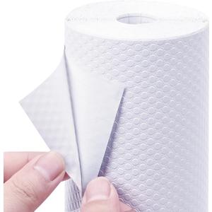 PABUSIOR Adhesive Cabinet Liner White: Peel and Stick Non-Slip Kitchen Drawer Liners - Easy to Cut Waterproof Cupboard Mat for Pantry Shelves 17.7" W x 96" L