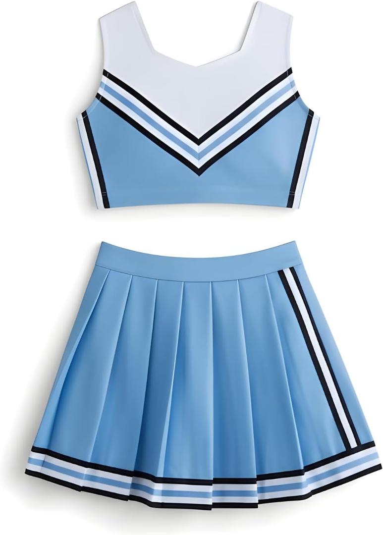 Princess Cheerleader Costume for Girls and Teens Top and Skirt Cheer Leader Cosplay Costumes (8 Years)