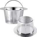 Xonusin 2 Pc Kitchen Sink Drain Strainer, 304 Stainless Steel with Portable Handle for Standard 3-1/2 Inch Drain, Large 4.21 Inch Basket