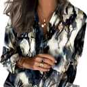 Zeagoo Satin Blouses for Women Silk Button Down Shirts Long Sleeve Tops | Dressy Casual Shirts, Business Casual Outfits, Ladys Fashion Clothes for Spring Summer Fall, Tie Dye Medium