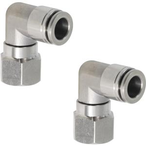 Stainless Steel Pneumatic Female Elbow Push to Connect Air Fittings, 90 Degree NPT Female Air Line Quick Connector for Air Compressor (1/4" Tube OD x 1/4" NPT)