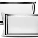 Home Decorative Throw Pillows Covers Black Border on White Pillow Case 20 x 36 Inches Cushion Cover King Pillowcase for Bedroom and Sofa Decor, Set of 2