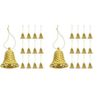 Garneck 24Pcs Golden Bells for Christmas Tree Decoration Small Plastic Bells Ornaments with Ropes Xmas Tree Hanging Decorations for Holiday Party