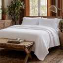 Bedsure Cooling Cotton Waffle Queen Size Blanket - Lightweight Breathable Blanket of Rayon Derived from Bamboo for Hot Sleepers, Luxury Throws for Bed, Couch and Sofa, White, 90x90 Inches