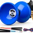 MAGICYOYO Pro Triple Bearing Diabolo Medium Size 5 Blue Chinese Yoyo Toy with 2 Pair Carbon Sticks+ 2 Extra Strings +1 Net Bag, High Performance Chinese Yoyo Diabolo Skill Toy