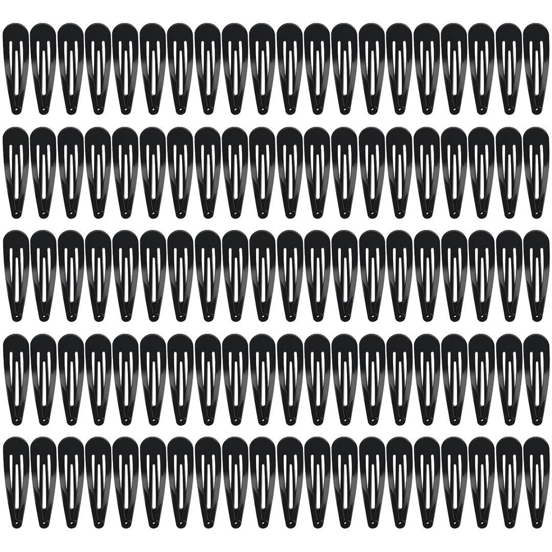 100Pcs Snap Hair Clips, Sublaga 2 Inch Bend Hair Clips, Metal Barrettes, No Slip Cute Solid Candy Color Hair Accessories for Girls, Women, Kids Teens or Toddlers (100pcs Black)