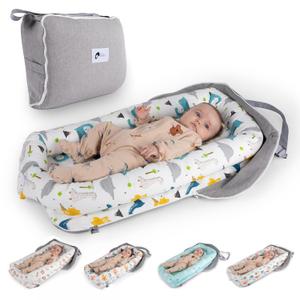 Joyful Journeys Baby Lounger Diaper Bag - Portable Nest & Organizer | Versatile Infant Bag for Convenience | Baby Shower Gifts (Blue Dinosaur)