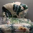 Wicker Chair Cushions, 3 Pieces Indoor Outdoor All Weather Waterproof Tufted Wicker Chair Cushions, 1 Loveseat and 2 U-Shape Cushions for Patio Furniture,Hawaiian Flower