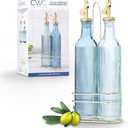 COOK WITH COLOR Glass Olive Oil Bottle Dispenser - 2 Pack- 17oz Oil and Vinegar Cruet - Olive Oil Carafe Decanter for Kitchen