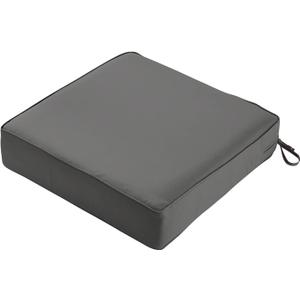 Classic Accessories Montlake Water-Resistant 21 x 21 x 5 Inch Square Outdoor Seat Cushion, Patio Furniture Chair Cushion, Light Charcoal Grey, Patio Furniture Cushion Covers