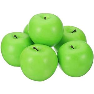 PATIKIL 5 Pcs Artificial Apples, Foam Simulation Fake Green Apple Lifelike Realistic Faux Fake Fruit Model for Home Kitchen Party Decoration, Photography Props