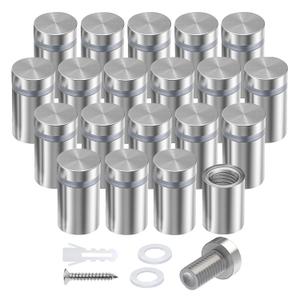 Standoff Screws 1/2 x 3/4 Inch 20 Pack Sign Standoffs 0.5 Inch Stainless Steel Stand Off Wall Mounts Advertising Screws Mounting Hardware for Acrylic Signs Silver