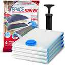 Spacesaver 4 Pack Large Vacuum Storage Bags for Comforters, Blankets & Clothes – Vacuum Sealed Compression Bags with Hand Pump – Space Saver Storage Bags for Bedding, Moving, Travel & Organization, 100% polyester blanket, 60 cm x 80 cm