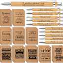 PerKoop 120 Pcs Inspirational Notebooks Motivational Pens Thank You Wood Bamboo Pen Kraft Notebooks Employee Appreciation Gifts Bulk Pocket Journals Party Favors for Adults secretaries Team (Quotes)