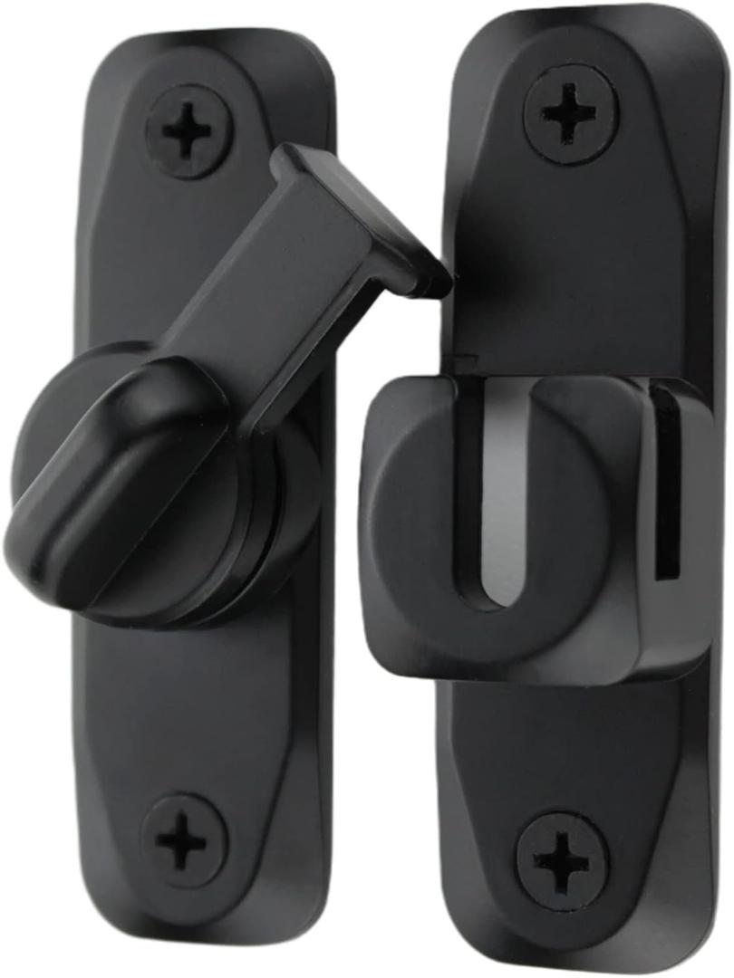 Flip Door Latch Black 180 Degree Heavy Duty Bar Gate Latches Safety Door Lock, Bold Thickened Anti-Rust Update Design (90-180Filp Door Latch)
