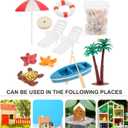 ABOOFAN 10Pcs Beach Miniature Dollhouse Decoration Beach Chair Palm Tree Miniature Ornament Kits Accessories Statues for DIY Fairy Garden Cake Topper