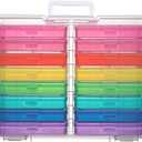 PCA Photo Storage Box 4" x 6" Cases With Handle - 16 Inner Keeper, Large Organizer, Plastic Craft Case for Stickers, Stamps, Jigsaw, Vegetable Seeds (multicolored)