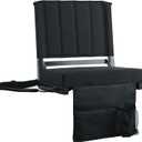 SPORT BEATS Stadium Seats with Back Support Bleacher Chairs with Back and Cushion Thick Padded Bleacher Seats Includes Shoulder Strap (Black)