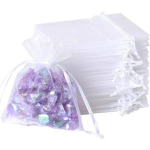 WenTao 100Pcs White Organza Bags, 2x3Inch Sheer Wedding Party Favor Bags with Drawstring, Jewelry Gift Bags Christmas Candy Pouches