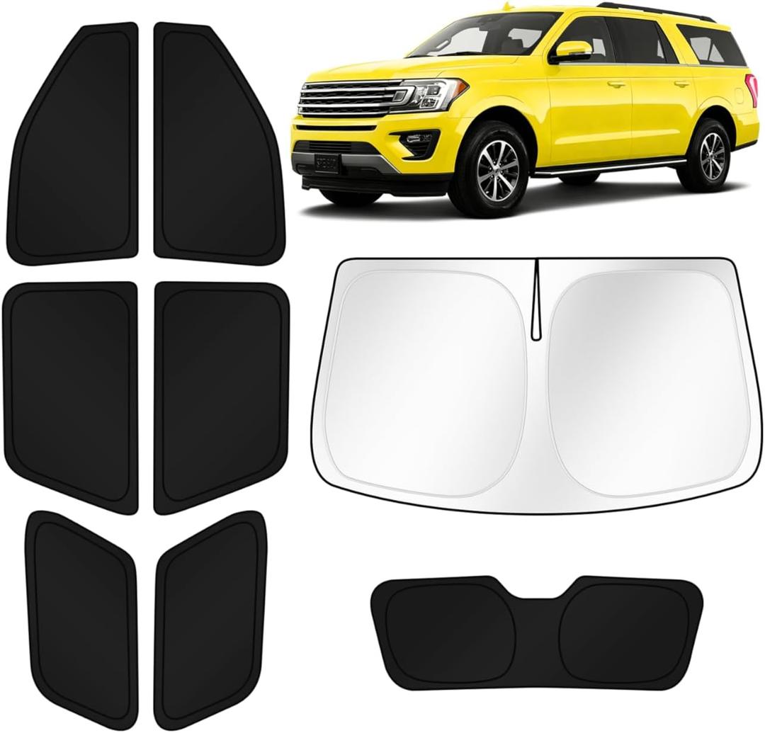 KUST Car Window Shades for Ford Expedition 2018-2022 2023 2024 Windshield Sun Shade Side Window Cover UV Block Privacy Protection Accessories for Camping Blackout Rear Back Full Set 8PCS
