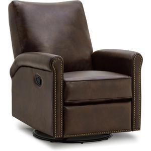 KISLOT Large Leather Recliner Chair Faux Swivel Rocker for Adults Manual Sofa for Living Room Bedroom Home Theater Seating (Espresso)