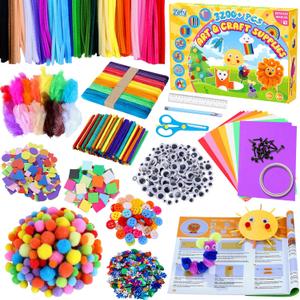 Zefy 3200+ Pcs Arts and Crafts Supplies for Kids, All in One Craft Kits with 12 Crafts Design, DIY School Supplies Kit Craft Box Easter Gifts for Girls Boys Ages 4-12