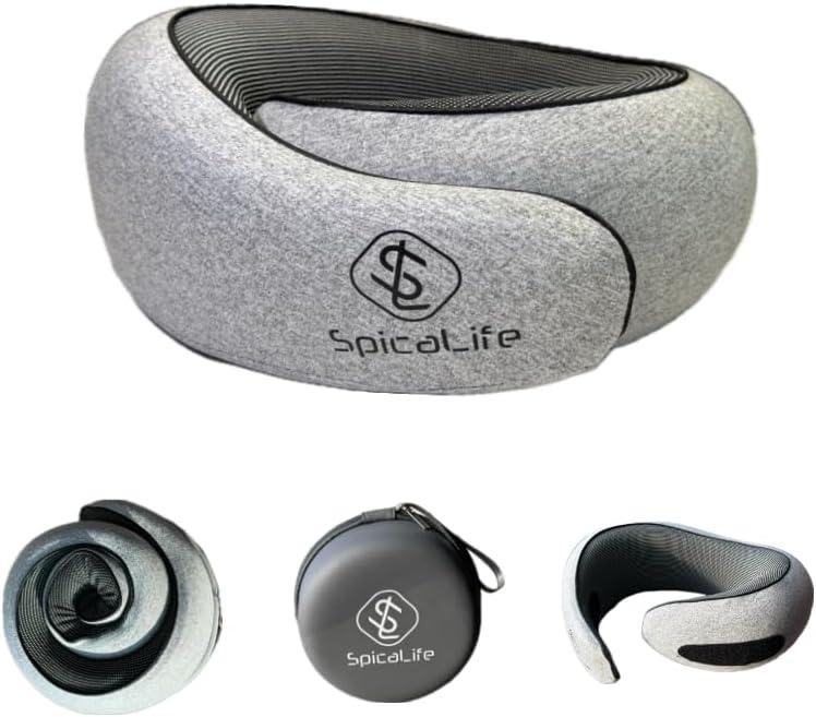 Premium Memory Foam Travel Neck Pillow  Ergonomic Design, Adjustable Strap, Lightweight with Carry Case  Perfect for Travel, Office, and Long Drives (Light Grey)