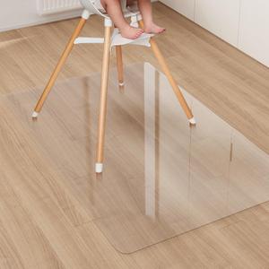 Area Floor Mat for Under High Chair, 4'6' Transparent No Slip Waterproof Vinyl Area Rug for Home, Spill Resistant Hard Floor Protector Cover for Kitchen, Easy Clean Splat Mat