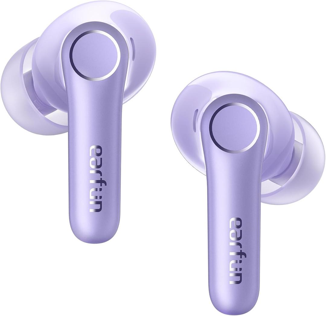 EarFun Air Pro 4 Adaptive Hybrid Noise Canceling Wireless Earbuds, Qualcomm Snapdragon Sound, aptX Lossless, 6 Mics AI CVC 8.0 Call, LDAC Hi-Res Audio, 52H Playtime, Bluetooth 5.4, Violet