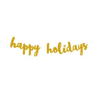Happy Holiday Gold Banner Decorations/Happy Holiday Banner/Great for Holiday Party Backdrop Decorations Supplies/Home Office Decoration