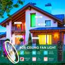 Ceiling Fan-Low Profile Ceiling Fan with Light - Modern Flush Mount Ceiling Fan ,16" RGB Dimmable LED Enclosed Ceiling Fans,Modern Bladeless LED-RGB Ambient Light for Bedroom Kids Room PartyBlack