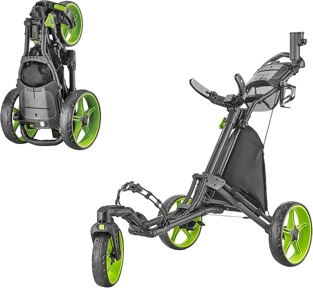 Caddytek CaddyLite One Swivel Version 8 Golf Push Cart Version 8  3-Wheel, 360 Swivel Front Wheel, One-Click Folding, Lightweight, Adjustable Handle (Lime)